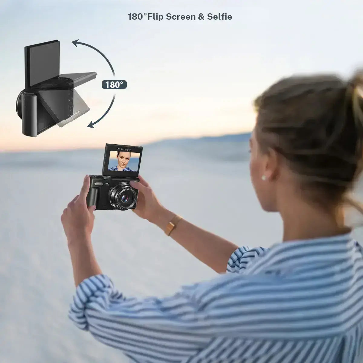 4K Digital Camera 64MP with 180° Flip Screen