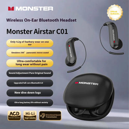 Open Ear Wireless Headphones with Earhook, Noise Cancelling Mic, 165H Playtime, Bluetooth 6.0