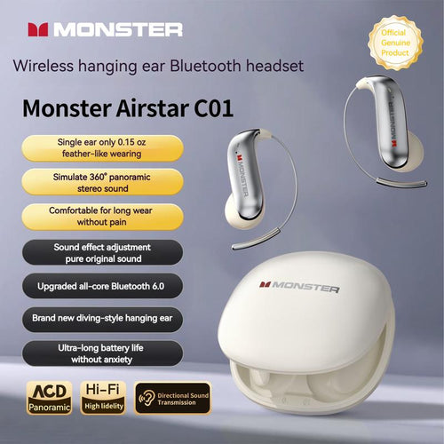 Open Ear Wireless Headphones with Earhook, Noise Cancelling Mic, 165H Playtime, Bluetooth 6.0