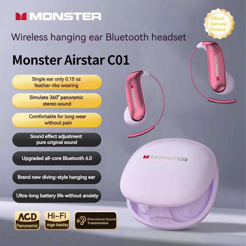 Open Ear Wireless Headphones with Earhook, Noise Cancelling Mic, 165H Playtime, Bluetooth 6.0