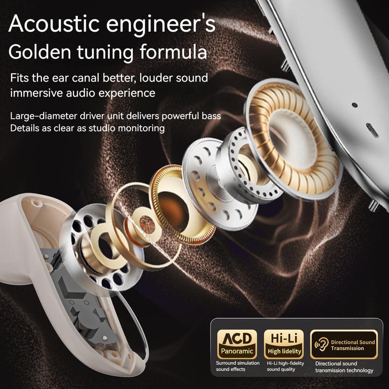 Open Ear Wireless Headphones with Earhook, Noise Cancelling Mic, 165H Playtime, Bluetooth 6.0