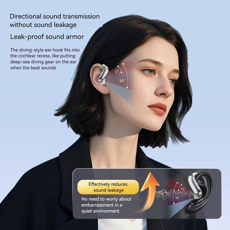 Open Ear Wireless Headphones with Earhook, Noise Cancelling Mic, 165H Playtime, Bluetooth 6.0