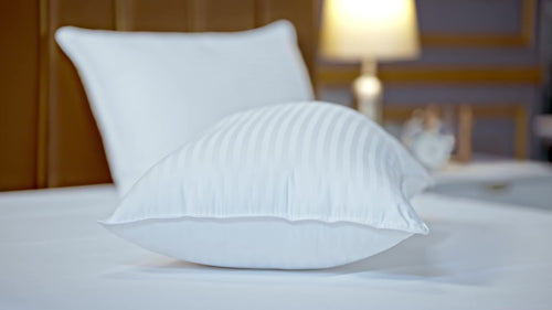 Striped Pillows 2-Pack – Breathable Covers, No-Shift – Memory Foam for Back Sleepers