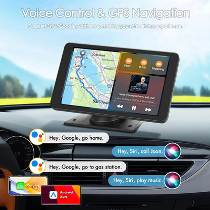 7" HD Portable Wireless CarPlay Screen with Android Auto