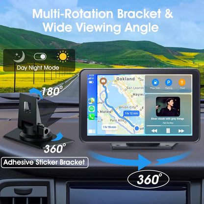7" HD Portable Wireless CarPlay Screen with Android Auto