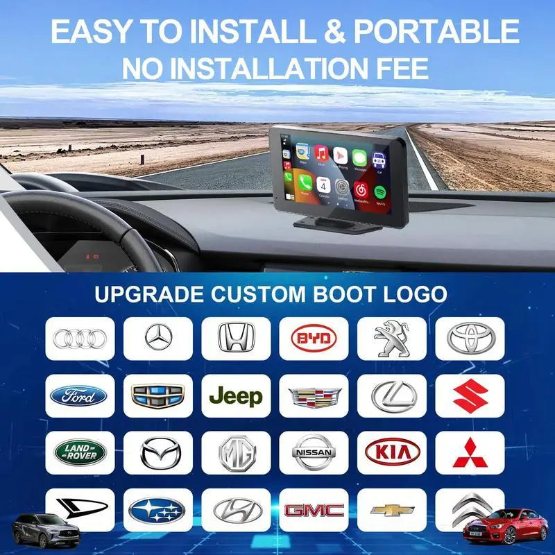 7" HD Portable Wireless CarPlay Screen with Android Auto