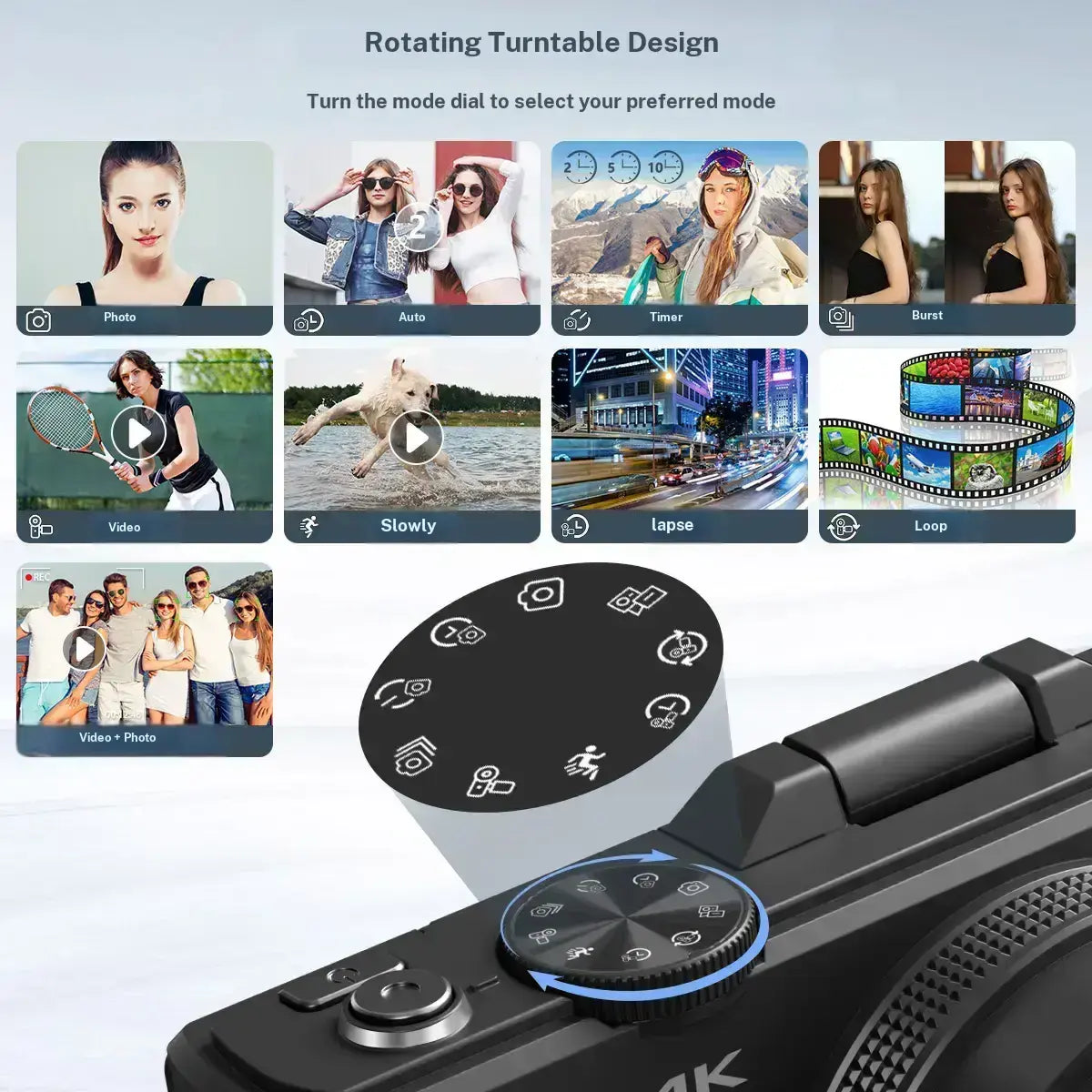 4K Digital Camera 64MP with 180° Flip Screen